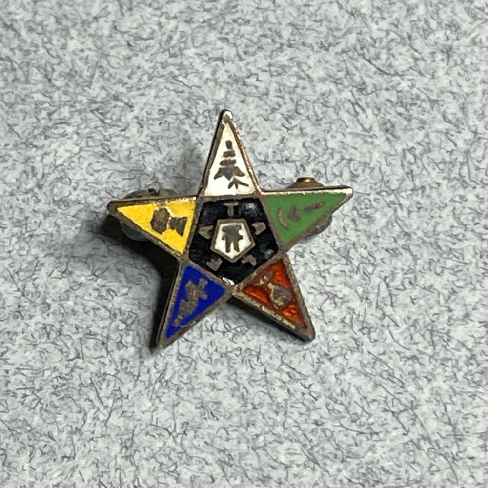 Vintage Sterling Enamel MASONIC ORDER OF EASTERN STAR ENAMEL Pin